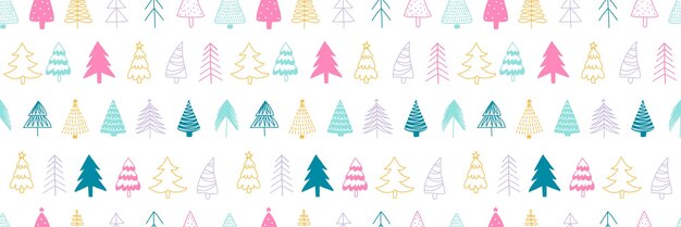 Fondo de árboles de Navidad dibujado a mano