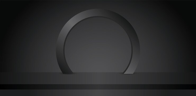 fondo de arco de círculo negro mínimo fresco con vector de ilustración de paso 3d