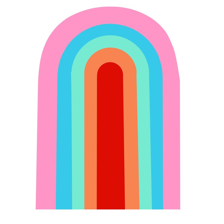 Vector fondo de arco iris, arco de arco iris. imagen de dibujos animados sobre fondo claro. fondo transparente aislado. diseño de ilustración vectorial. diseño de moda.