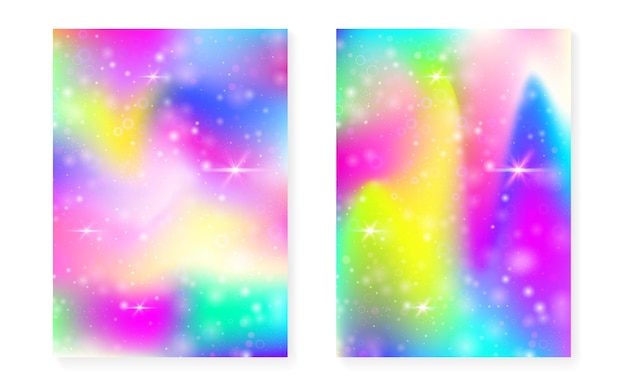 Fondo arco iris con gradiente de princesa kawaii unicornio mágico
