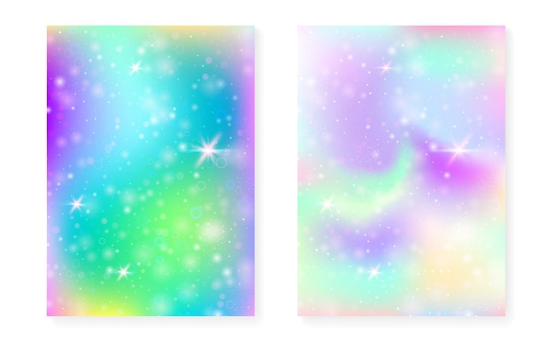 Fondo arco iris con gradiente de princesa kawaii unicornio mágico