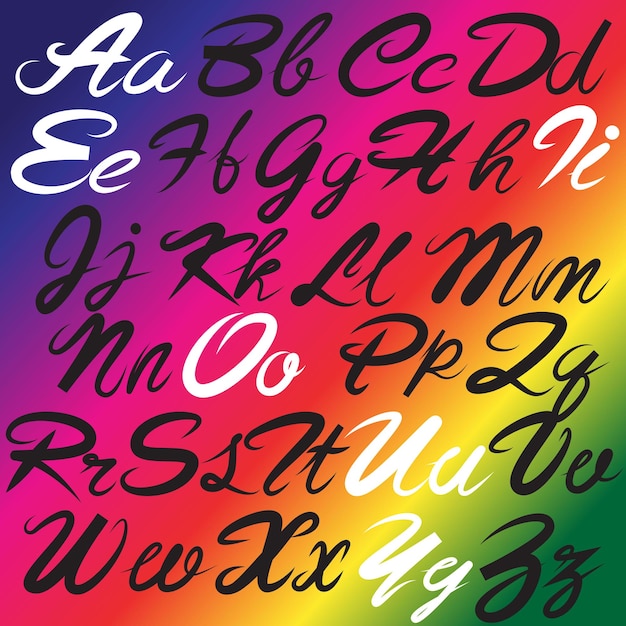 Vector fondo de arco iris con letras del alfabeto