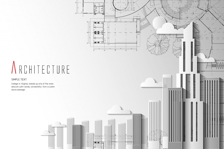 Vector fondo de la arquitectura y del modelo. estilo del arte del papel