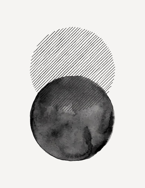 Fondo de arte abstracto acuarela en un estilo minimalista de moda. Vector ilustración dibujada a mano de formas y líneas circulares simples para carteles, impresiones de arte de pared, cubiertas, empaques, historias de redes sociales