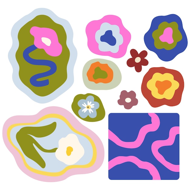 El fondo de arte abstracto de dibujo a mano minimalista creativo las formas de garabateo floral orgánico de primavera