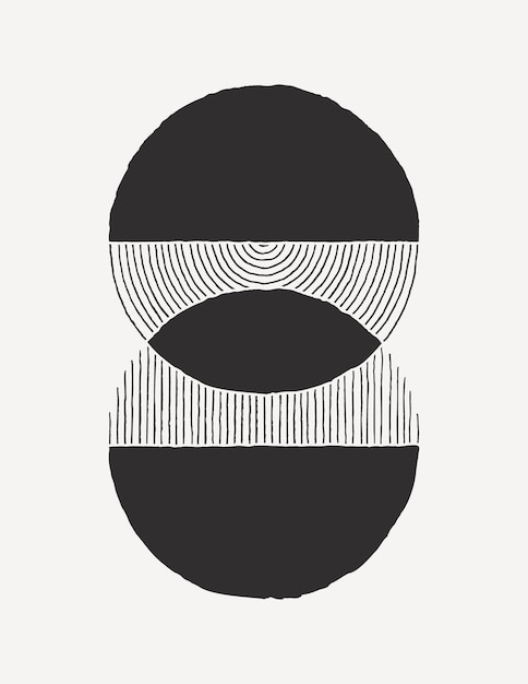 Fondo de arte abstracto en un estilo contemporáneo. Vector ilustración dibujada a mano en colores monocromáticos para plantillas, carteles, impresiones de arte de pared, cubiertas, embalajes, historias de redes sociales