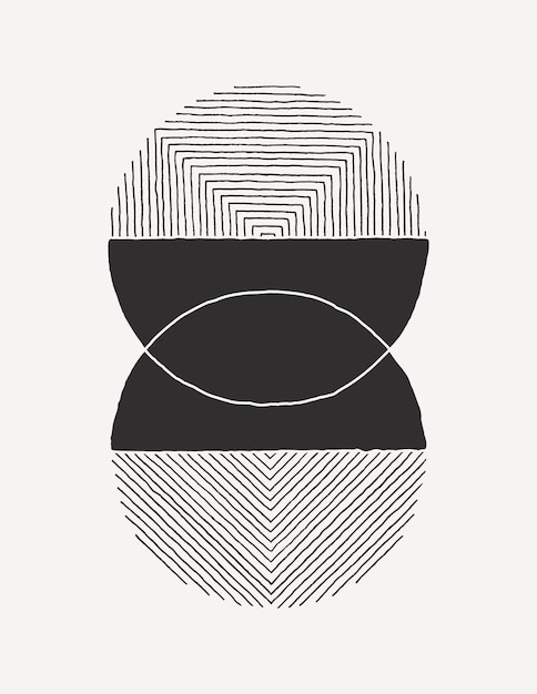 Fondo de arte abstracto en un estilo minimalista de moda. Vector ilustración dibujada a mano en colores monocromáticos para plantillas, carteles, impresiones de arte de pared, cubiertas, embalajes, historias de redes sociales