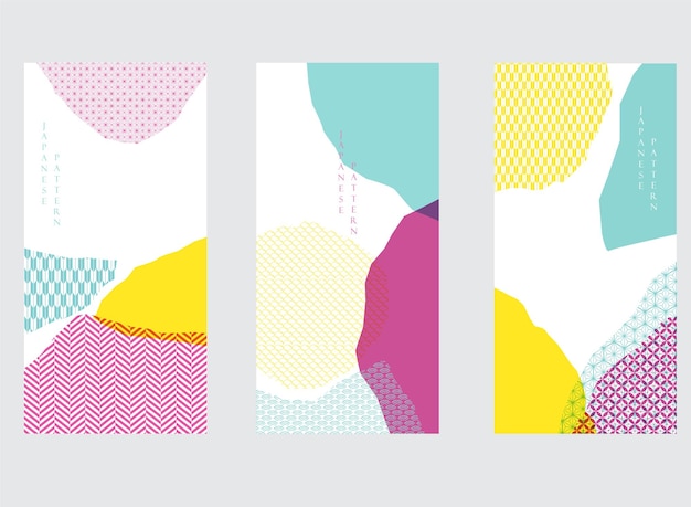 Fondo de arte abstracto en estilo vintage diseño de pancarta de año nuevo chino línea geométrica colorida