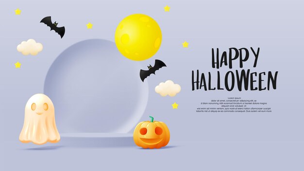 Fondo de arte de banner de feliz Halloween con ilustración de vector de calabaza