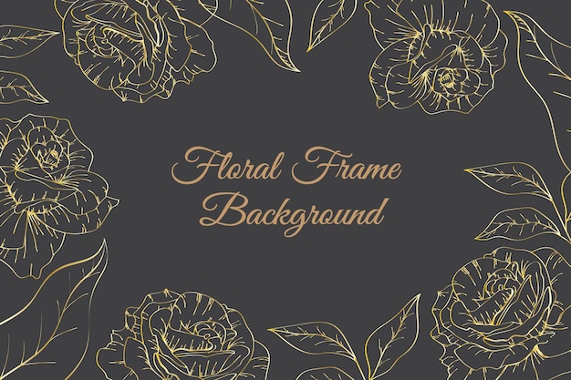 Fondo de arte de línea floral de oro clásico
