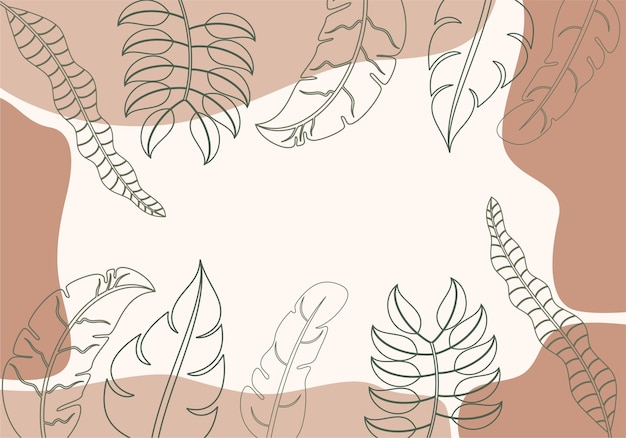 Fondo de arte de líneas tropicales florales planas