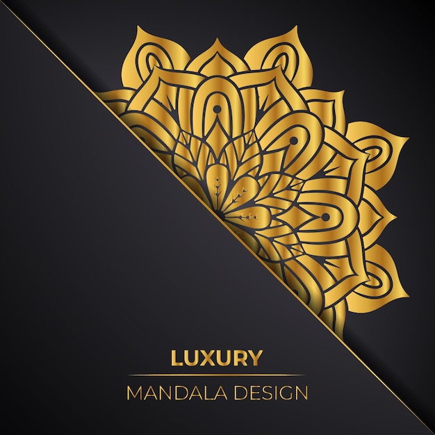 Vector fondo de arte de mandala floral premium listo para imprimir con diseño decorativo dorado