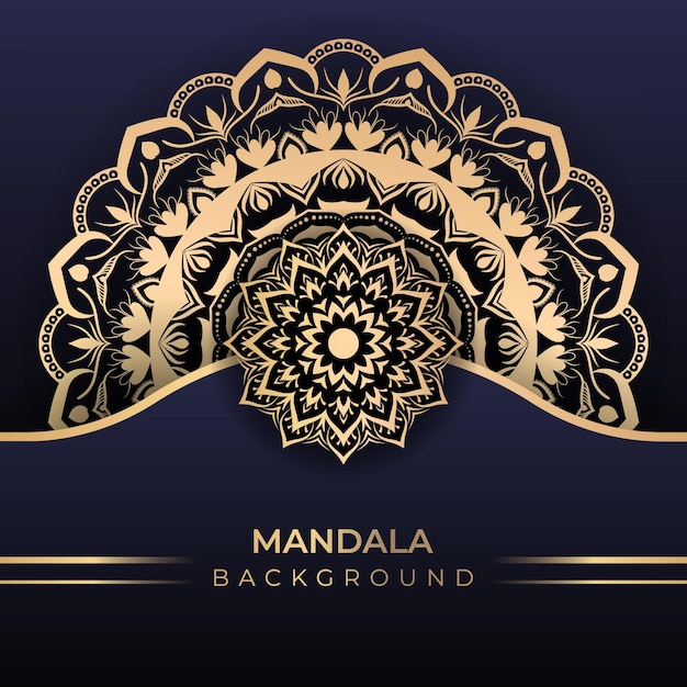 Fondo de arte mandala islámico de lujo en estilo color dorado