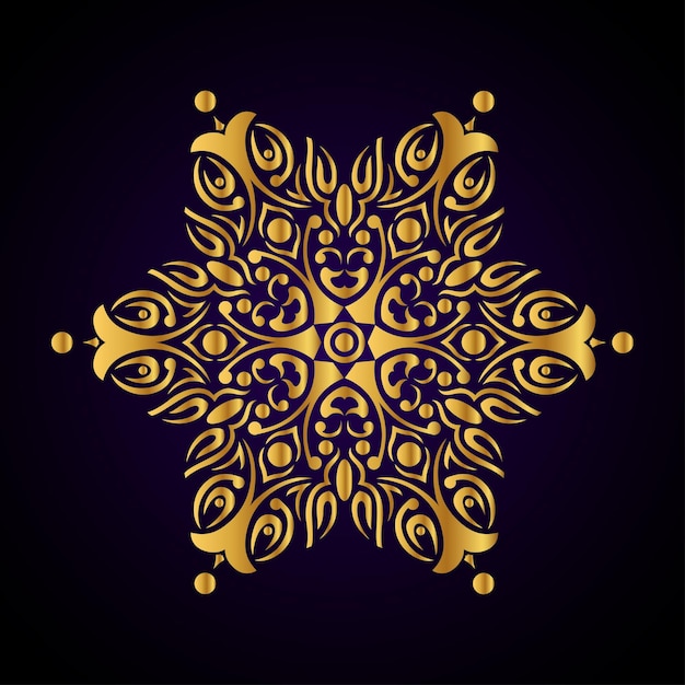 Fondo de arte de mandala de lujo listo para imprimir con color dorado