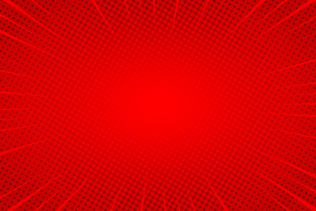 Fondo de arte pop cómico rojo con trama de semitonos