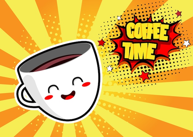 Vector fondo del arte pop con linda taza de café