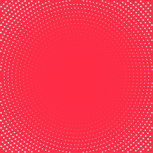 Fondo del arte pop. Puntos blancos sobre fondo rojo. Fondo de semitono. Ilustración.