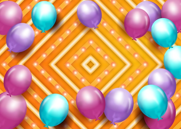 Vector fondo artístico con formas geométricas y globos de colores.