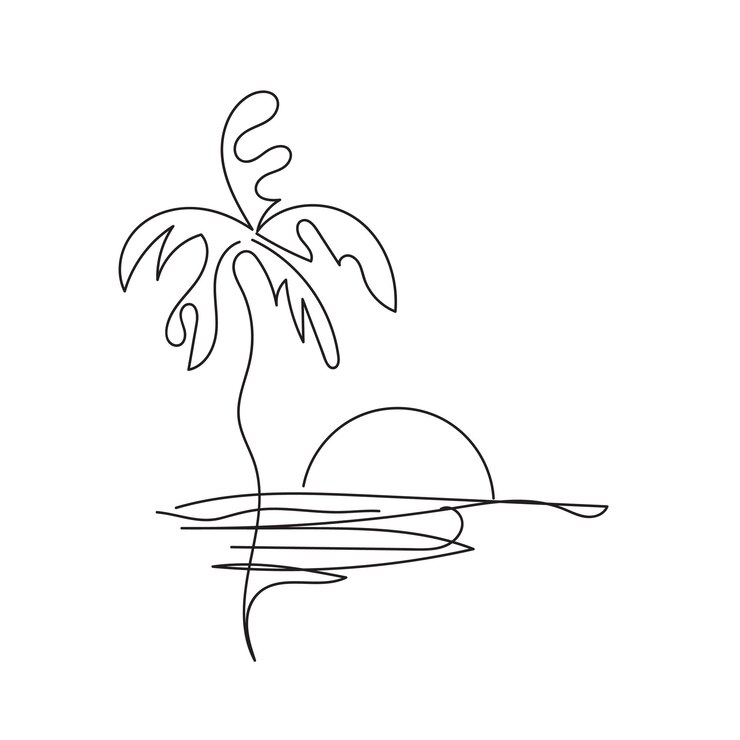 Vector fondo atardecer tropical dibujado a mano