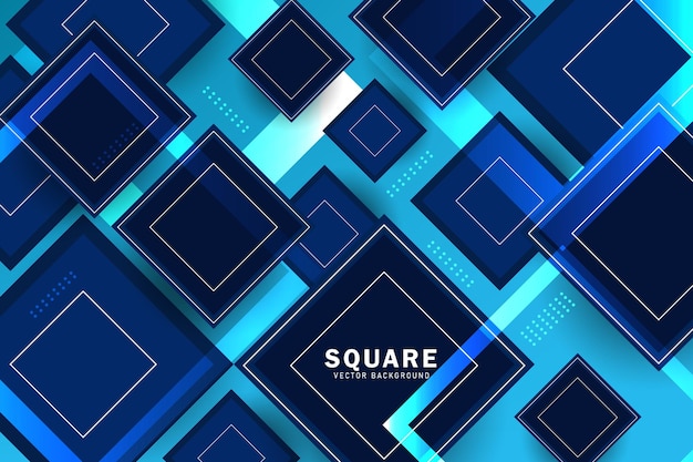 Fondo azul abstracto con cuadrados geométricos que se superponen a un diseño creativo