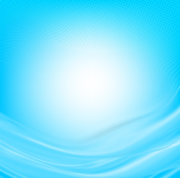 Fondo azul abstracto con curvas fluidas y luz brillante