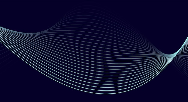 Fondo azul abstracto con líneas de onda brillantes en fondo azul oscuro Patrón de onda dinámico