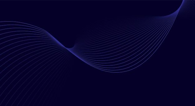 Fondo azul abstracto con líneas de onda brillantes en fondo azul oscuro Patrón de onda dinámico