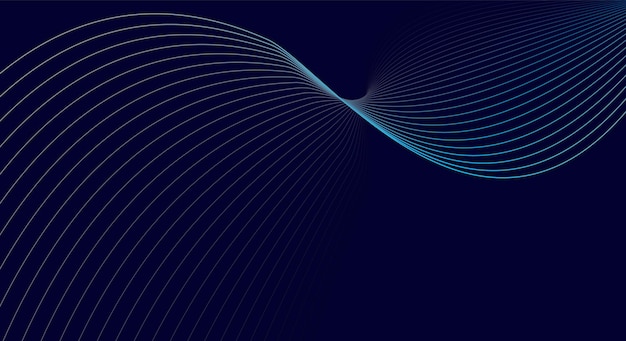 Fondo azul abstracto con líneas de onda brillantes en fondo azul oscuro Patrón de onda dinámico