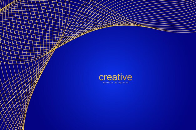 Fondo azul abstracto Líneas de onda dorada Tecnología diseño moderno
