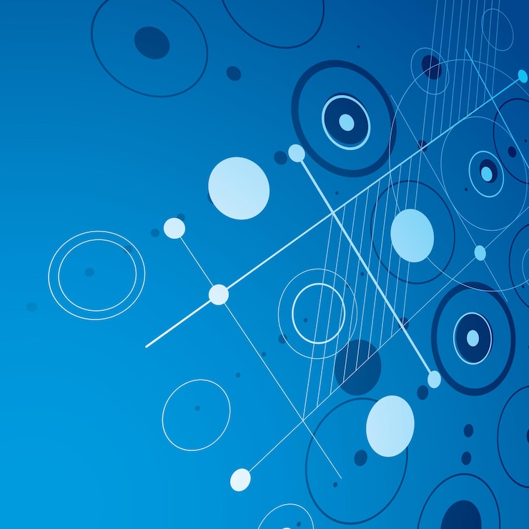 Vector fondo azul abstracto vectorial 3d creado en estilo retro bauhaus. la composición geométrica moderna dimensional se puede utilizar como plantillas y diseños.