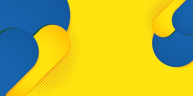 Un fondo azul y amarillo con elementos de medio tono fondo abstracto diseño de ilustración vectorial