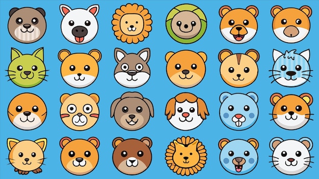 un fondo azul con animales y animales