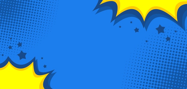 Fondo azul del arte pop cómico vacío