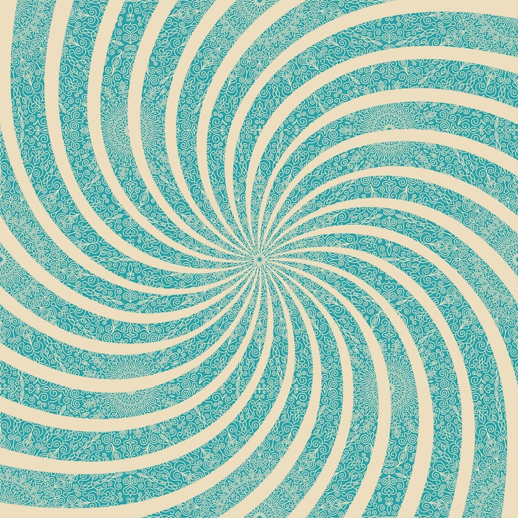 Vector fondo azul y blanco geométrico retro con rayos de giro en espiral fanning textura de patrón de mandala blanco fondo abstracto vectorial para anuncios pancartas carteles de ventas elemento de diseño vectorial