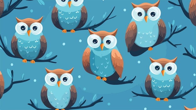 un fondo azul con búhos en él