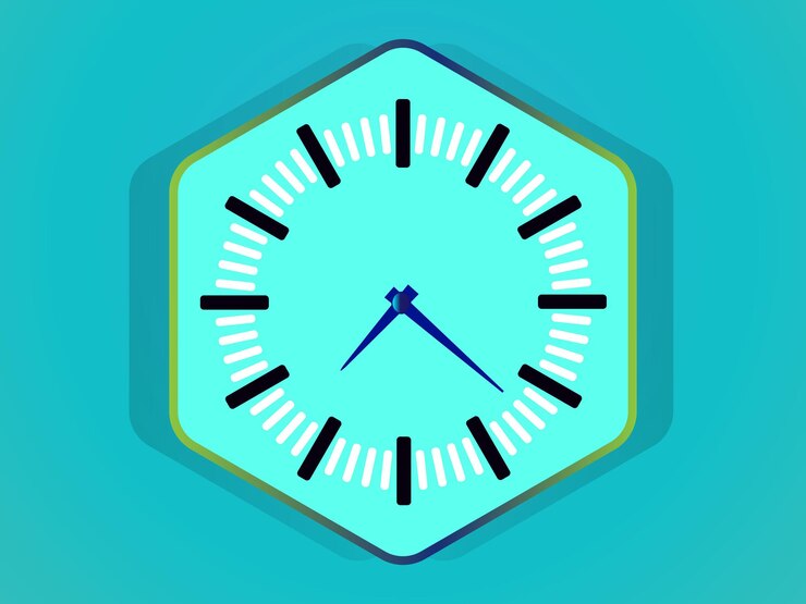 fondo azul del cielo 7 hora pasado diseño plantilla de reloj de pared