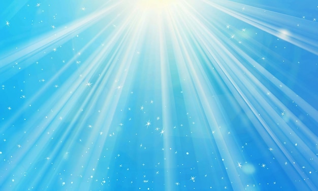 Fondo azul claro con rayos de sol ilustración vectorial brillante y suave