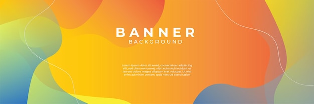 Fondo azul con composición de color naranja y amarillo en abstracto. Se pueden usar fondos abstractos con una combinación de líneas y puntos circulares para sus banners publicitarios, plantilla de banner de venta y más.