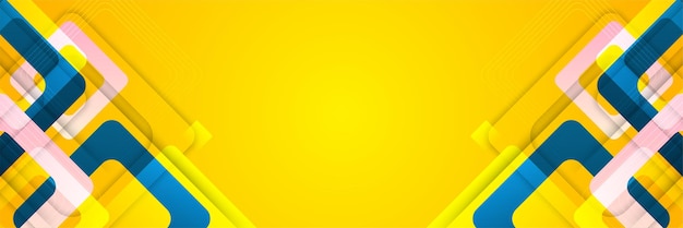 Fondo azul con composición de color naranja y amarillo en abstracto. Se pueden usar fondos abstractos con una combinación de líneas y puntos cuadrados para sus banners publicitarios, plantilla de banner de venta y más.