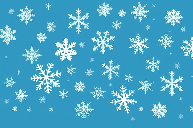 Vector fondo azul copos de nieve blancos
