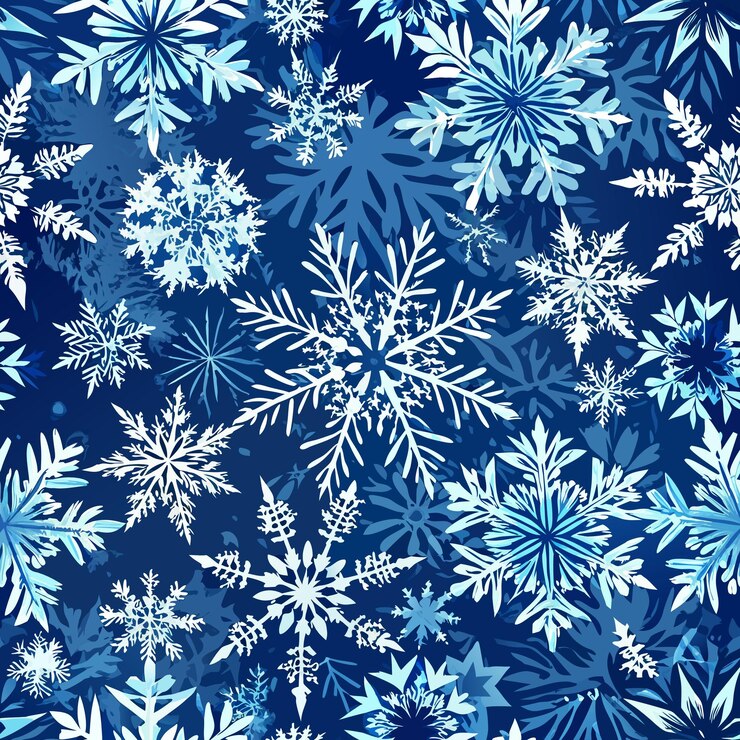 un fondo azul con copos de nieve y un fondo azul