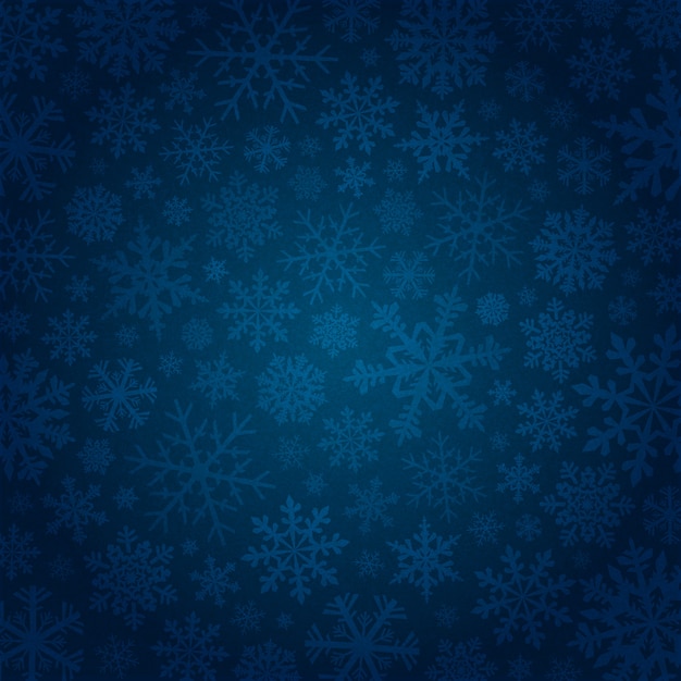 Fondo azul con copos de nieve