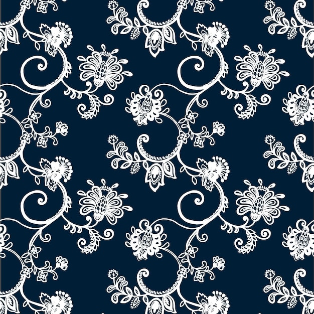 un fondo azul con un diseño floral en el medio