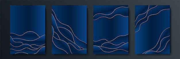 Fondo azul con elementos abstractos dorados. fondo de oro azul superposición dimensión abstracta geométrica moderna. elegante fondo dorado azul marino con capa superpuesta. traje para negocios y corporativos.