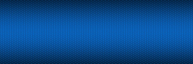 Fondo azul con encabezado de cuadrícula hexagonal Ilustración vectorial de banner de acero inoxidable abstracto