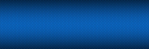 Fondo azul con encabezado de cuadrícula hexagonal Ilustración vectorial de banner de acero inoxidable abstracto