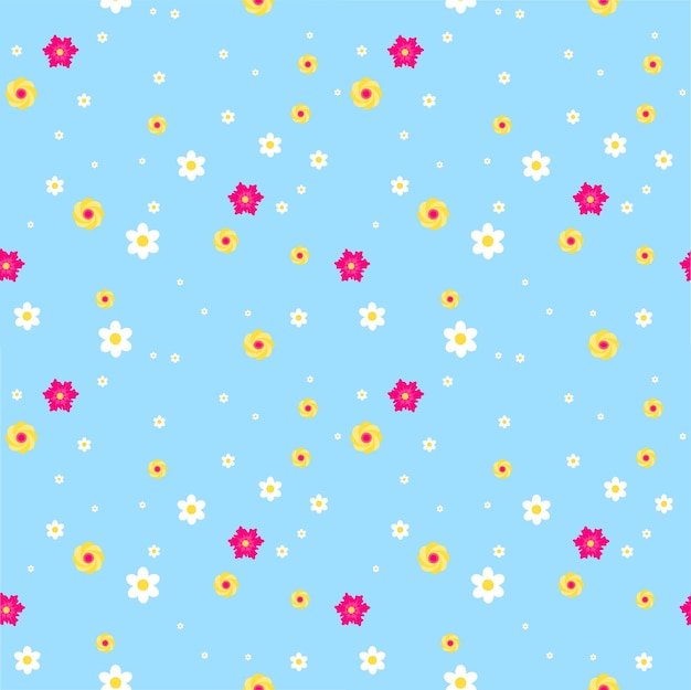 El fondo azul es un bonito patrón floral de verano.