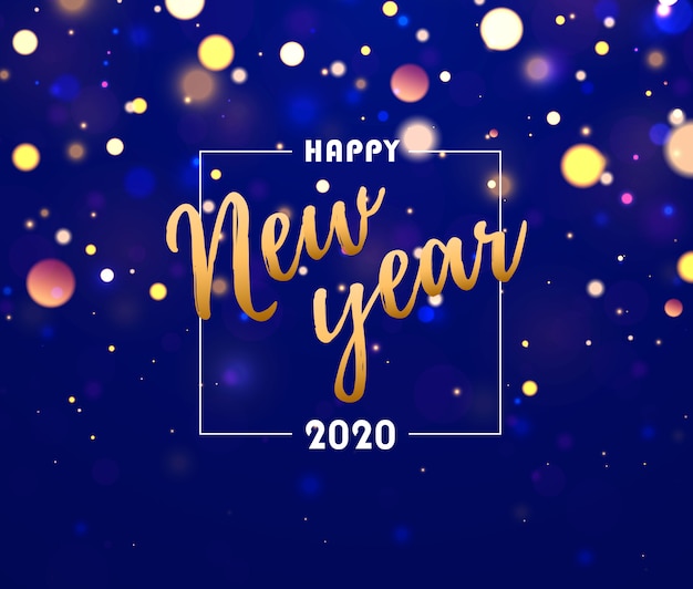 Fondo azul festivo Feliz año nuevo 2020