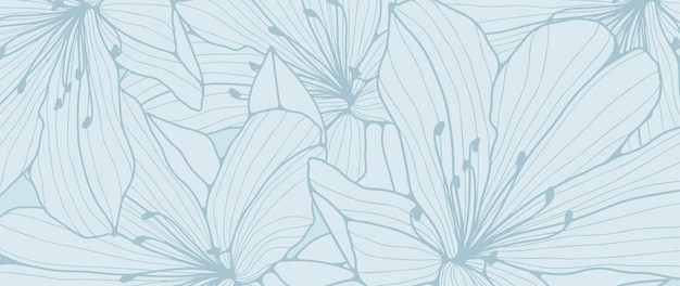 Fondo azul floral minimalista con brotes de flores