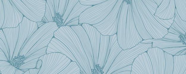 Fondo azul floral monocromático con delicadas flores exuberantes Fondo vectorial para papel tapiz de decoración cubre tarjetas y presentaciones